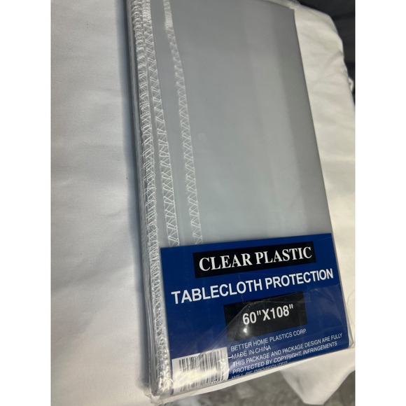 Vintage Better Home Tablecloth Protector Clear Plastic Sewn Edges 60x108 NIP! - Picture 6 of 6